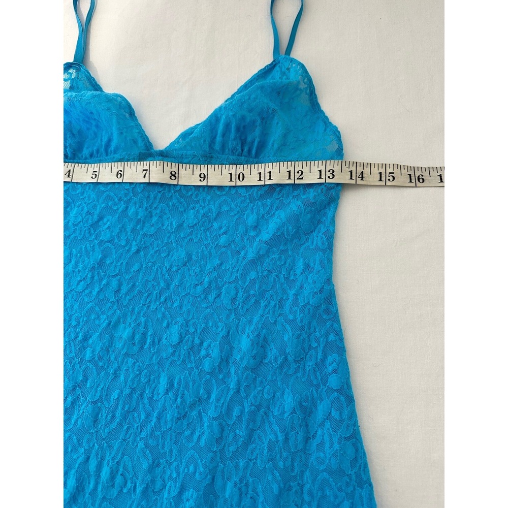 Victoria Secret Mesh Lace Chemise Slip Dress Blue Aqua‎ Size Medium Sheer Empire - Picture 6 of 9